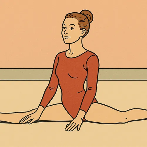 Une gymnaste fait le grand écart, symbolisant le spread